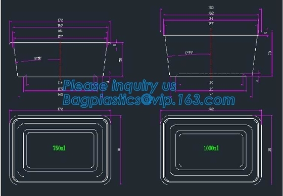 Microwave lunch bento box Eco-friendly 700ml disposable plastic pp food storage containers food take away packaging box