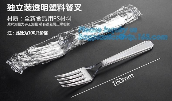 Disposable Flatware Set-Heavyweight Plastic Cutlery 100 Forks, 100 Spoons, 100 Knives,PP Disposable Plastic Cutlery ps