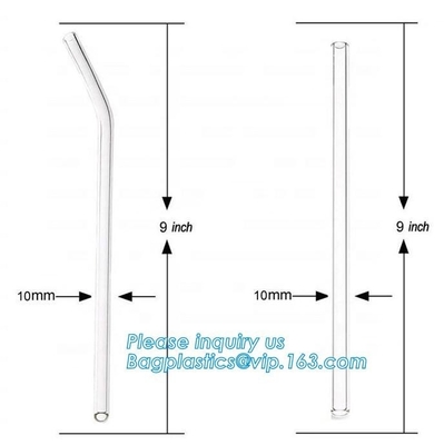 FDA Glass Drinking Straw,Amazon top seller reusable clear glass straws and colored straw glass,Borosilicate Bent Color G