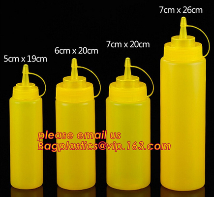 FDA Food Grade 8oz Empty Custom LDPE Plastic Ketchup Squeeze Bottle with Scale for Syrup, Sauce, Ketchup, BBQ Sauce, Con