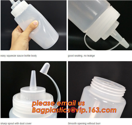 FDA Food Grade 8oz Empty Custom LDPE Plastic Ketchup Squeeze Bottle with Scale for Syrup, Sauce, Ketchup, BBQ Sauce, Con