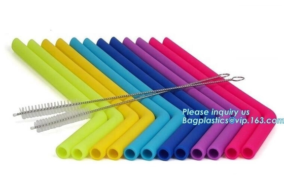 Reusable Drinking Environmentally Friendly Dinnerware Wrapped Silicone Straws BPA Free