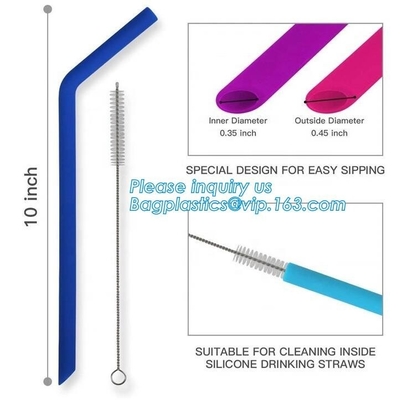 Reusable Drinking Environmentally Friendly Dinnerware Wrapped Silicone Straws BPA Free