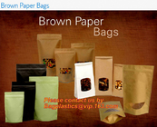 100% Food Grade Customized Recyclable Eco Zipper Eight Side Sealed Biodegradable Paper Bag For Food Packing, Brown kraft