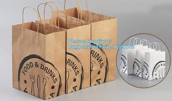 Custom Size Kraft Paper Bag for Food Kraft Brown Restaurant Take Away Fast Food Paper Bag,Grocery Fast Food Take Away Br