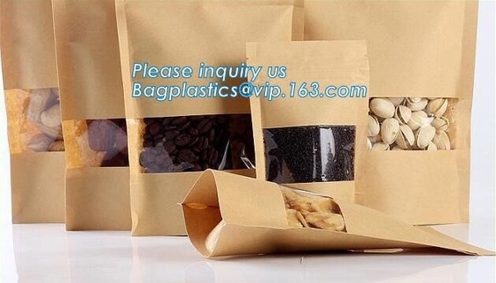 zipper. Zip lockkk, Custom printed paper bread bags use for food packaging,Open Top Kraft Paper Laminated Foil Lined Flat B