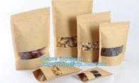 zipper. Zip lockkk, Custom printed paper bread bags use for food packaging,Open Top Kraft Paper Laminated Foil Lined Flat B
