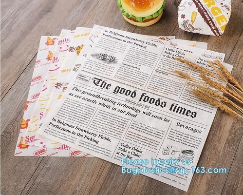 New Waterproof Craft Color Print Gift Wrap A4 Fast Food Sandwich Products Wrapping Kraft Paper,