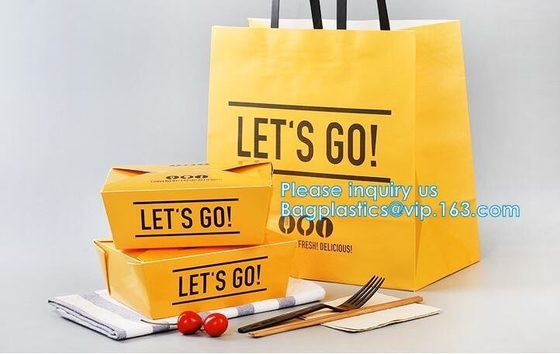 Promotion Recycled Custom Printed Grocery Food Take Away Shopping Brown Kraft Paper Bag With Twisted Handles, bagease