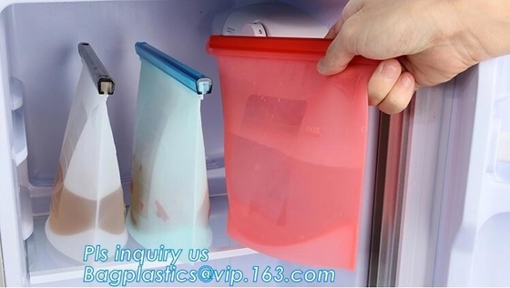 Airtight Seal Food Storage Container Versatile Reusable Silicone Food Preservation Bag,Custom Logo Zip Lock Reusable Sil