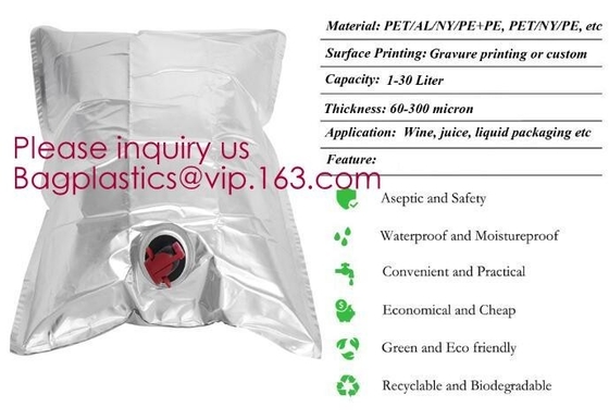 3L ,5L ,10L ,20 L Wine Dispenser Packaging Bag milk Spout bib Bag In Box,butterfly valve box bag/juice plastic BIB bag i