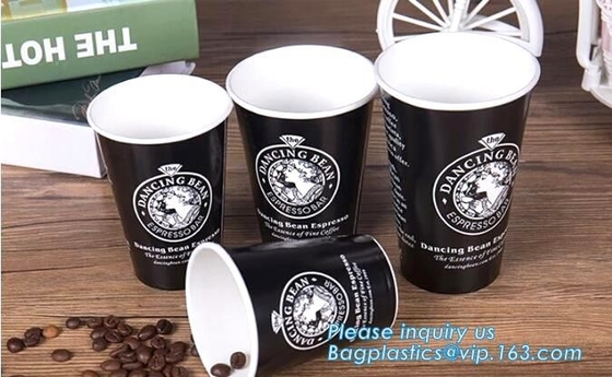 High quality disposable paper cup lower price coffee cup,ripple double single wall disposable coffee paper cup, BAGEASE