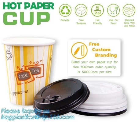 Biodegradable coffee paper cup with lid custom printed paper cup,3oz 5oz 6oz 8oz ice cream paper cup and paper lid pack