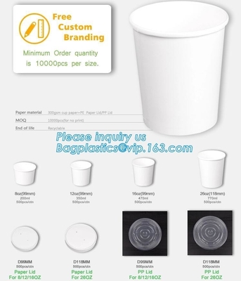 Biodegradable coffee paper cup with lid custom printed paper cup,3oz 5oz 6oz 8oz ice cream paper cup and paper lid pack