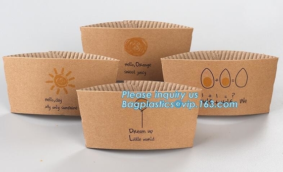 Biodegradable cup sleeve, Corrugated up sleeve with printing, brand logo, hot paper cup,cup sleeve, recyclable sleeve pa