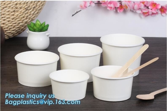 Disposable paper hot soup cup with paper flat lid,microwaveable deli container disposable plastic hot soup cups bagease