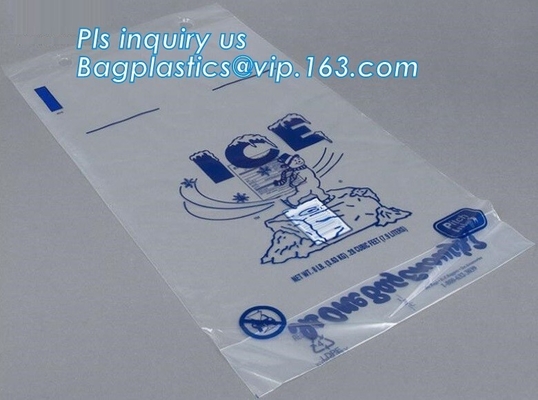 ECO FRIENDLY ICE PACK BAGS, ECO GREEN PACKAGING, BIO ICE BAG, disposable drawstring top crystal clear ice plastic bag,