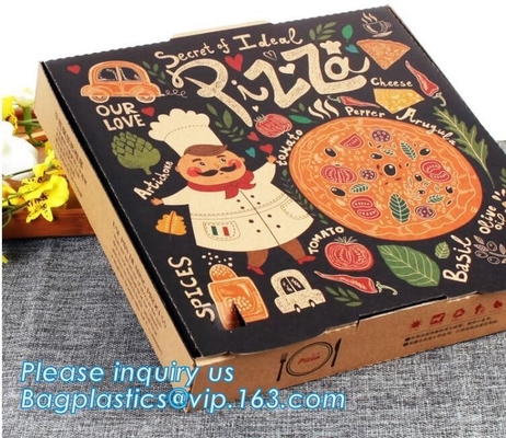 Printed brown kraft paper pizza box, Cheap brown paper pizza box,cheap printed logo round custom pizza box bagease packa