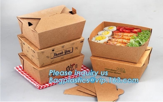 Disposable Custom Printed Food Kraft Lunch Paper Box For Food,Cardboard Paper Salad Box With Logo Printing bagease packa