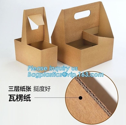 Eco Friendly Disposable Kraft Paper Take Out 2 Pack Coffee Cup Drink Carriers 2 Pack Paper Cup Holders bagease package