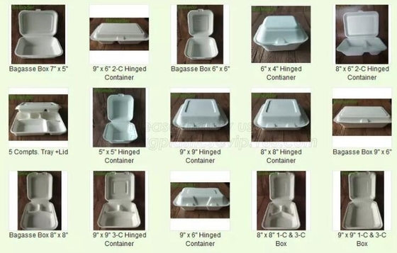 Renewable Unbleached Wheatstraw And Sugarcane Fibers Takeout Containers