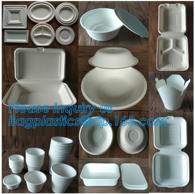 Eco Biodegradable Disposable Sugarcane Bagasse Food Container,Customize biodegradable corn starch plastic food storage c