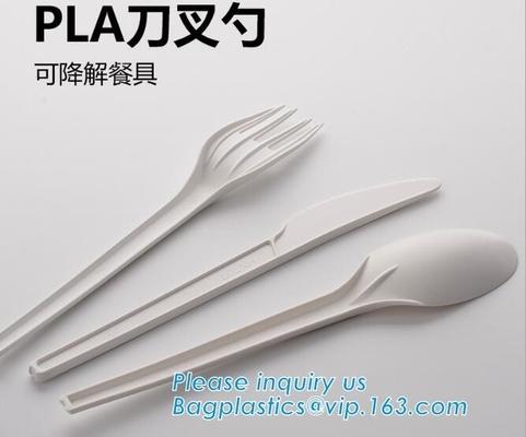 PLA cutlery |knife|fork|spoon,EN13432 certificate PLA Cutlery fork,Disposable and biodegradable PLA tableware,bagease pa