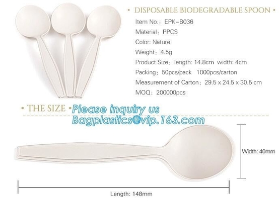 factory direct biodegradable corn starch 5 inch dessert spoon,food grade disposable biodegradable corn starch spoon pac