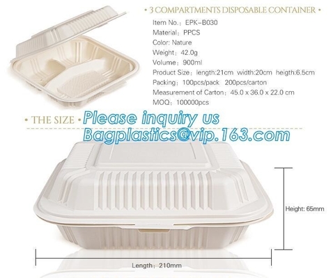 Disposable corn starch bento lunch box takeaway food container,take away box PLA PP mixed biodegradable corn starch food