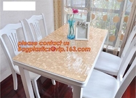1mm 60 by 60cm brown check soft glass crystal plate dining waterproof tablecloths customized PVC table mats BAGEASE PAC
