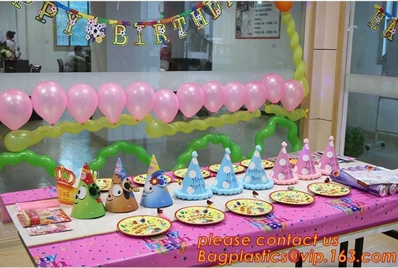 cartoon theme party for kids happy birthday party tableware, Festival Pink Tablecover Supply,Transparent Rectangle Kitch