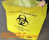 yellow printing self adhesive biohazard waste bag, Yellow infectious medical waste disposal plastic bag Biohazard garbag