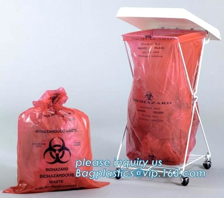 Medical Biohazard Waste Bags for Hosptial, PE Flat disposable biohazard garbage bag / waste bag / trash bag, bagplastics