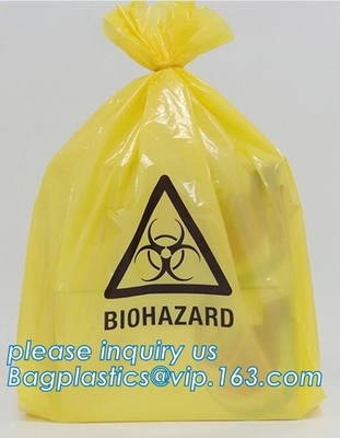 Medical Biohazard Waste Bags for Hosptial, PE Flat disposable biohazard garbage bag / waste bag / trash bag, bagplastics