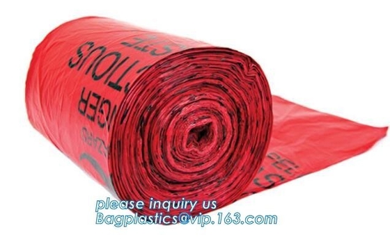 Heavy Duty Dustbin liner Plastic biohazard infectious waste, Biohazard Garbage Bag for Medication, biohazard on roll cus