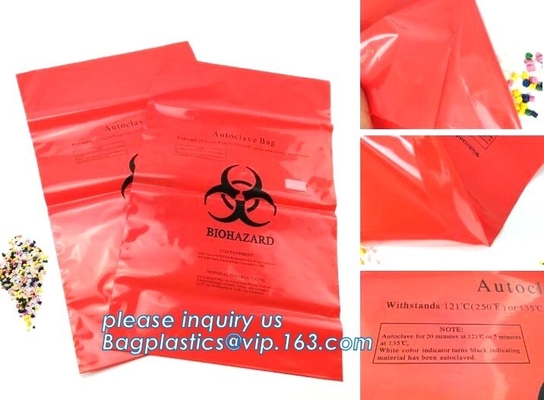 Medical Specimen Bag with Zip lockkk pounch, biohazard infectious waste bag/bio hazard medical waste bin liner, bagplastics