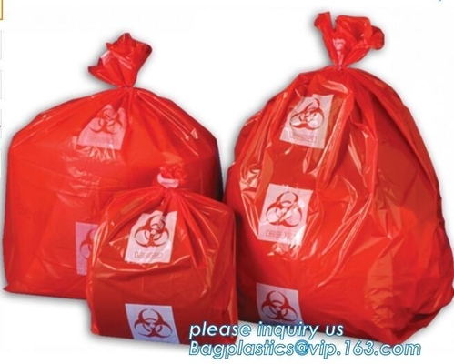 Disposable Hospital Red / Yellow Polyethylene Biohazard Infectious Autoclave Bags, Draw string Biohazard garbage/trash b