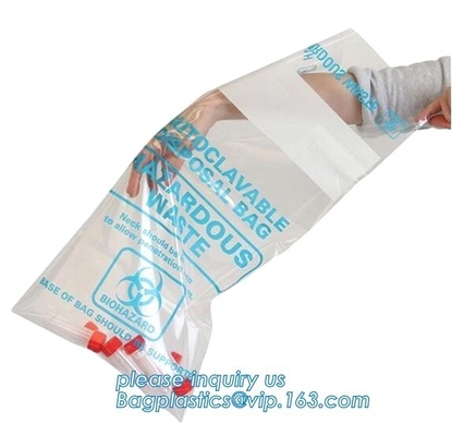 Medical consumables biohazard waste disposal supplies, LDPE plastic medical autoclave bags, Biohazard waste disposal bag