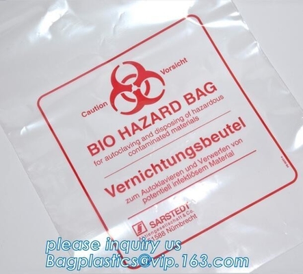 Medical consumables biohazard waste disposal supplies, LDPE plastic medical autoclave bags, Biohazard waste disposal bag