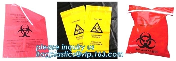 Medical Waste Bag For Medical Use, Yellow/red/black biohazard infectious/medical waste bag/liner with drawcord/drawstrin