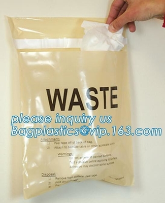 biohazard infectious waste Dustbin liner, 3 wall or 4 wall document pouch, Healthcare Trash Bags, bagplastics, bagease