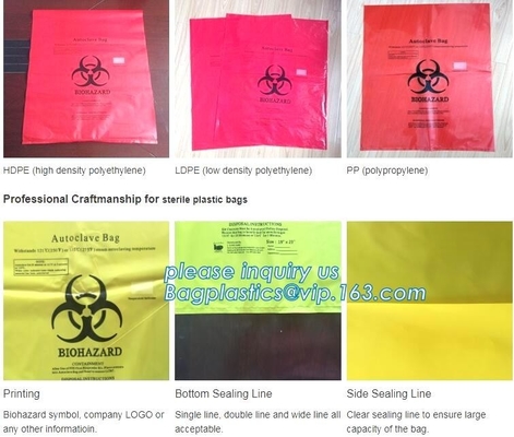 Biohazardous Bags with Custom Printed for Laboratory Used, disposable Polypropylene Autoclavable Biohazard Bag, bagease