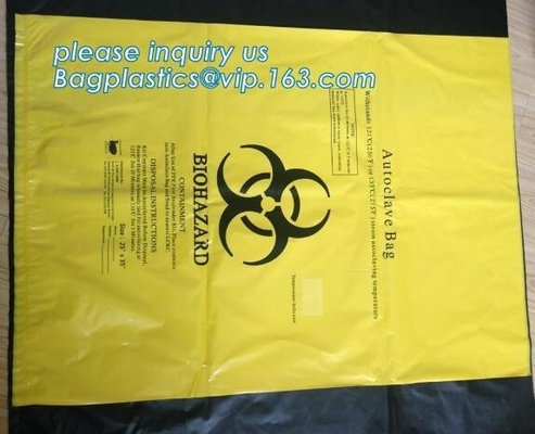 Biohazard medical waste bag yellow plastic draw tape bag, promotional medical bags, madical biohazard bags, bagplastics