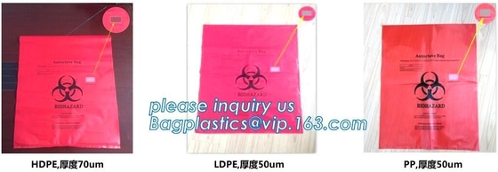 Biohazard Bag Linear Low Density, Red Isolation Infectious Waste Bag, Zip-Closure Biohazard Specimen Bags, bagplastics