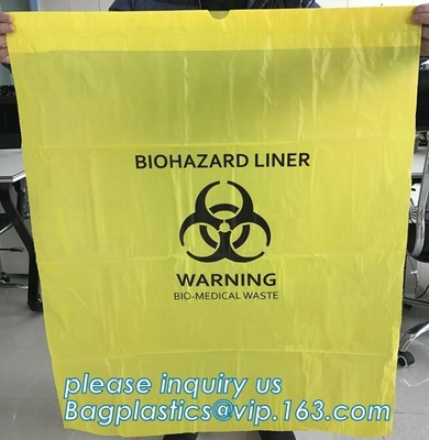 Customized HDPE t-shirt plastic garbage bags for medical disposal yellow biohazard medical waste bag, bagplastics, bagpa