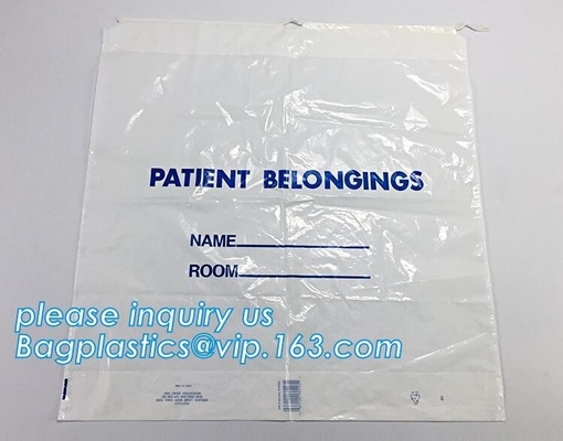 PERSONAL BLEONG BAGS, PATIENT BAGS, PATIENT BELONGING BAGS, DTRAWTAPE BAGS, DRAWSTRING BAGS, STRING CLOSAURE, TAPE SEAL