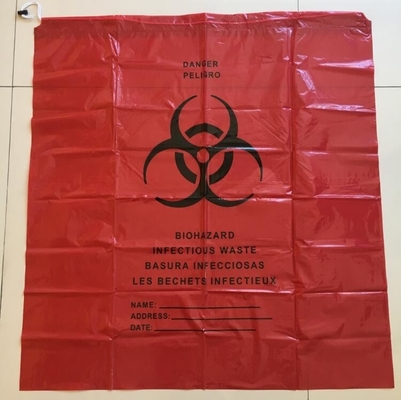 Adhensive tape bag, self seal bagsYellow/red/black biohazard infectious/medical waste bag/liner with drawcord/drawstring