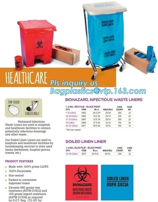 Color Custom Super Large Biohazard Waste Bag, Biohazard Collection Bags/Custom Colored sterile medical bags bags for Lab