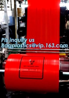 Medical biohazard bag PE safety red color waste bags for medical, biohazard trash bag on roll with cheap price, bagease