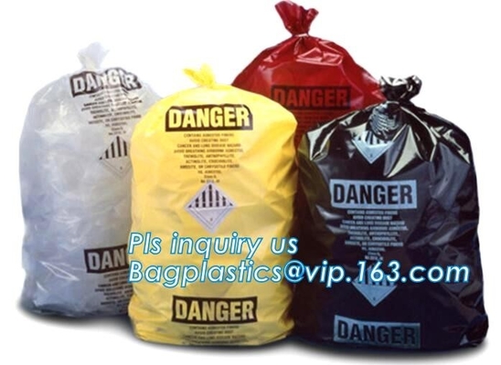 Clinical Waste Bags (Yellow), Heavy Duty Sacks , 17in x 25in (x25), Popular PE/PP biohazard eco bag,garbage bag,plastic